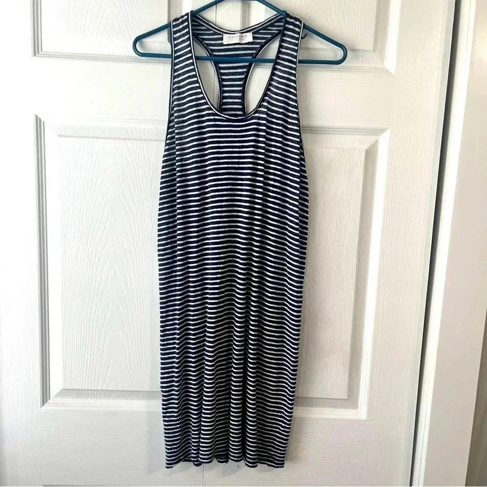 Everlane Blue and White Striped Racerback Linen Tank Top Dress Size Small